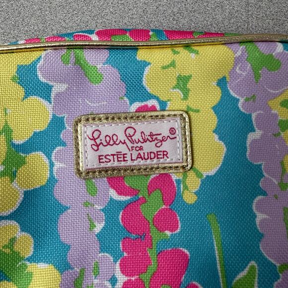 Lilly Pullitzer Estee Lauder Makeup Bag Zip Pouch Colorful Travel Floral Small - Picture 7 of 9